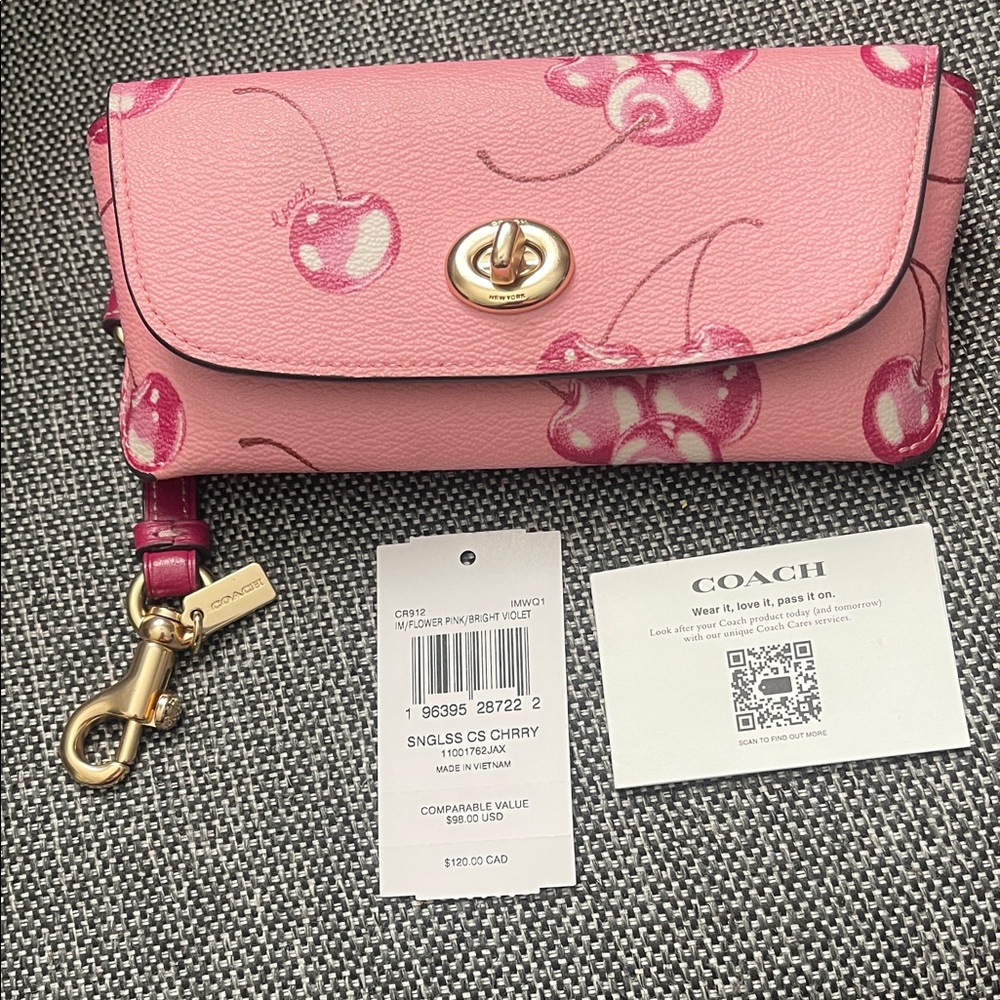 Coach Pink Cherry Pattern Wristlet